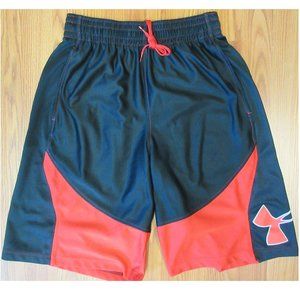 UNDER ARMOUR POLYESTER ATHLETIC SHORTS BLACK & RE